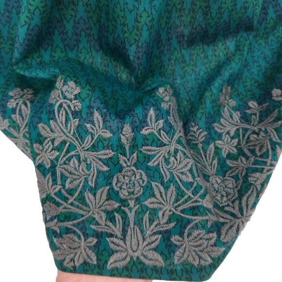 Stetson Embroidered Pearl Snap Short Sleeve A Line Dress Size XS Cotton Blue - Picture 7 of 16